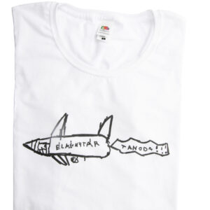 Rakéta póló – fehér póló, fekete minta – férfi