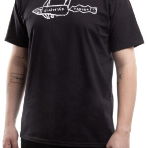 Rakéta póló - fekete póló, fehér minta - férfi